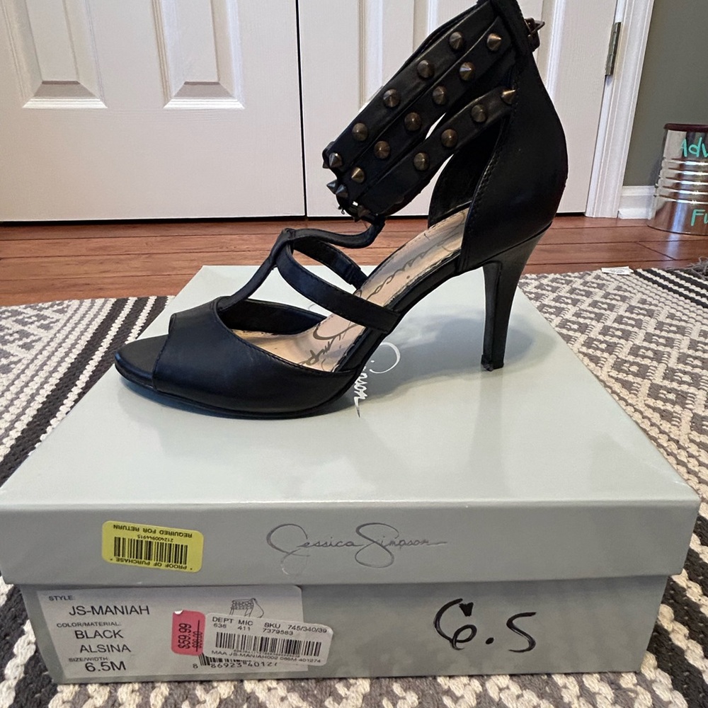Jessica Simpson black spiked heels